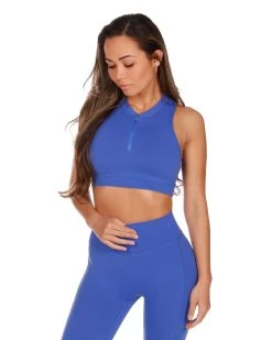 Elite Eleven Accent Zip Bra - Azure