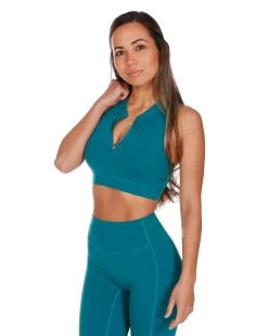 Elite Eleven Accent Zip Bra - Forest