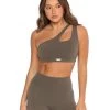 Elite Eleven Asymmetric Bra - Dusty Khaki