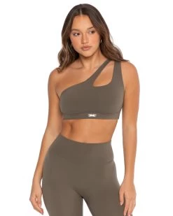 Elite Eleven Asymmetric Bra - Dusty Khaki