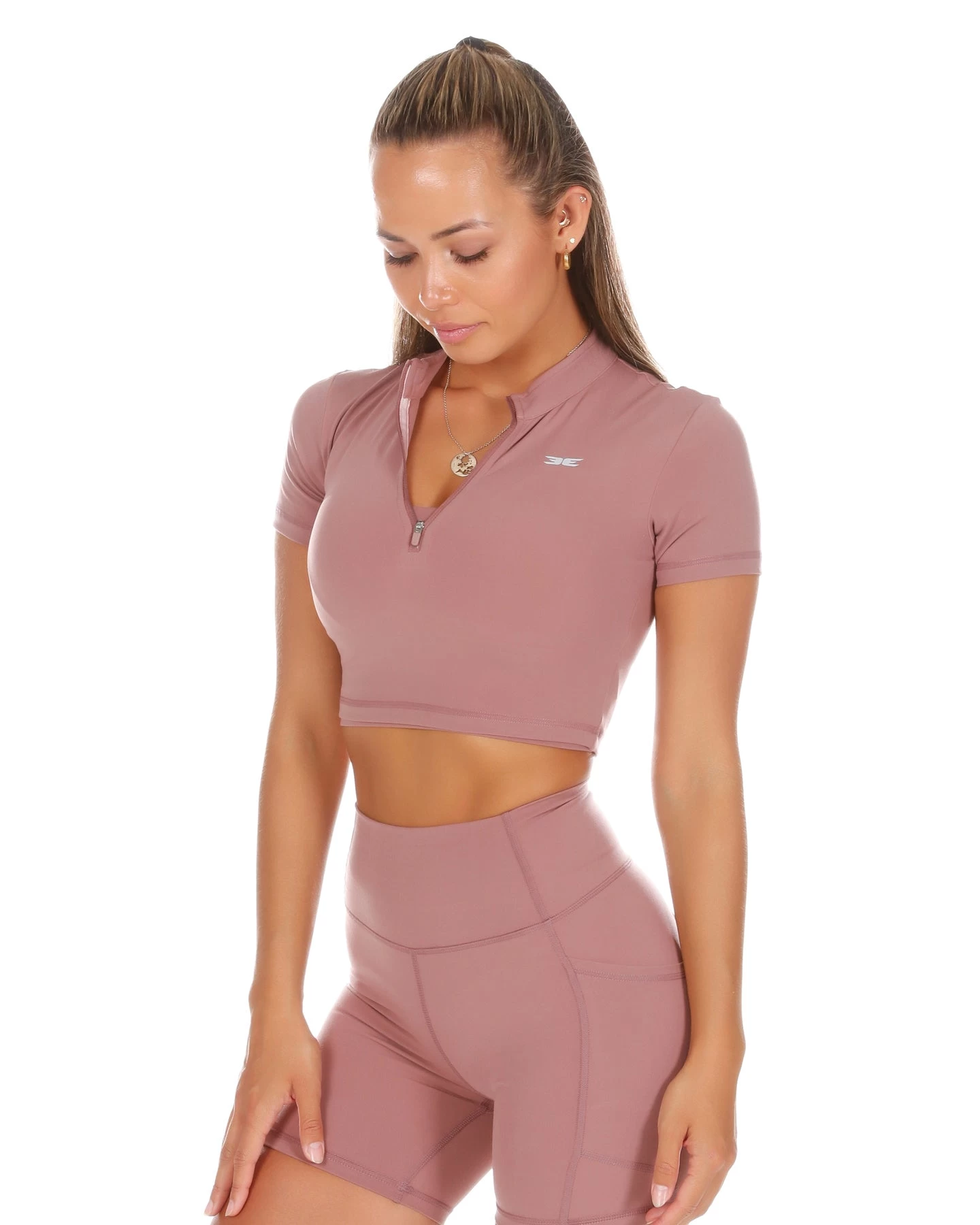 Elite Eleven Aura Zip Tee - Soft Rose 1 Elite Eleven Aura Zip Tee - Soft Rose