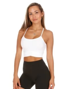 Elite Eleven Cross Over Cropped Tank - White -Fit Style Shop AURA1 330