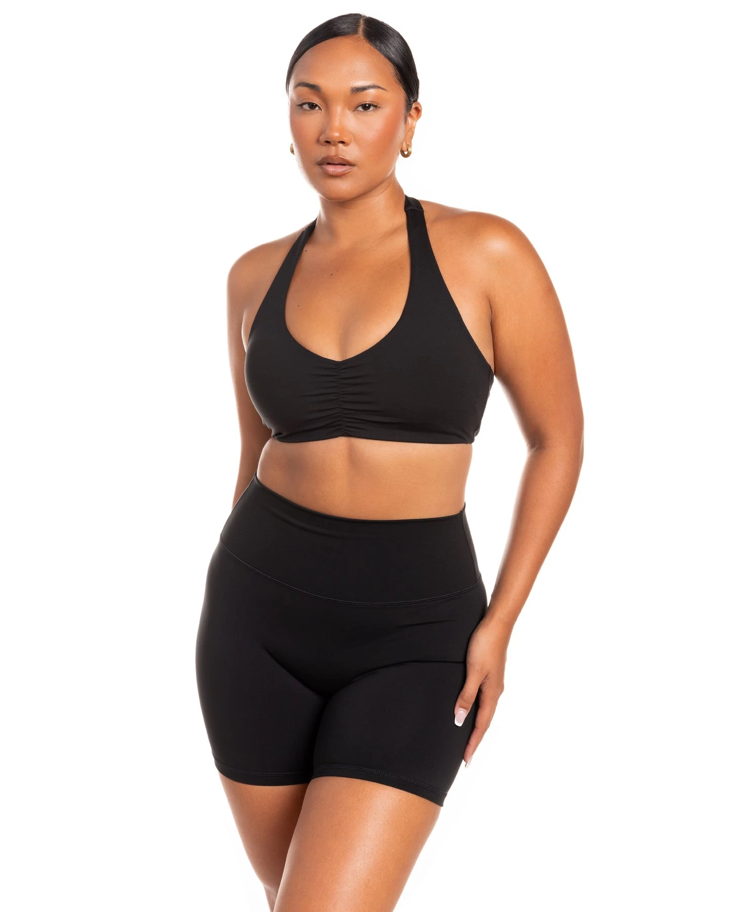 Elite Eleven Halter Scrunch Bra - Black 1 Elite Eleven Halter Scrunch Bra - Black