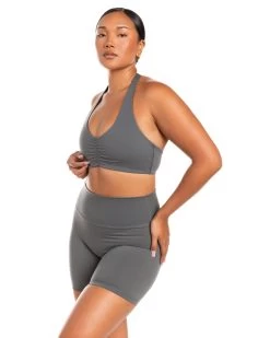 Elite Eleven Halter Scrunch Bra - Cloud Grey 9 Elite Eleven Halter Scrunch Bra - Cloud Grey -Fit Style Shop BIGECOMDAYOCT47359