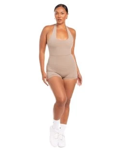 Elite Eleven Halter Unitard - Vintage Khaki -Fit Style Shop BIGECOMDAYOCT48557