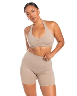 Elite Eleven Halter Scrunch Bra - Vintage Khaki 8 Elite Eleven Halter Scrunch Bra - Vintage Khaki -Fit Style Shop BIGECOMDAYOCT49319