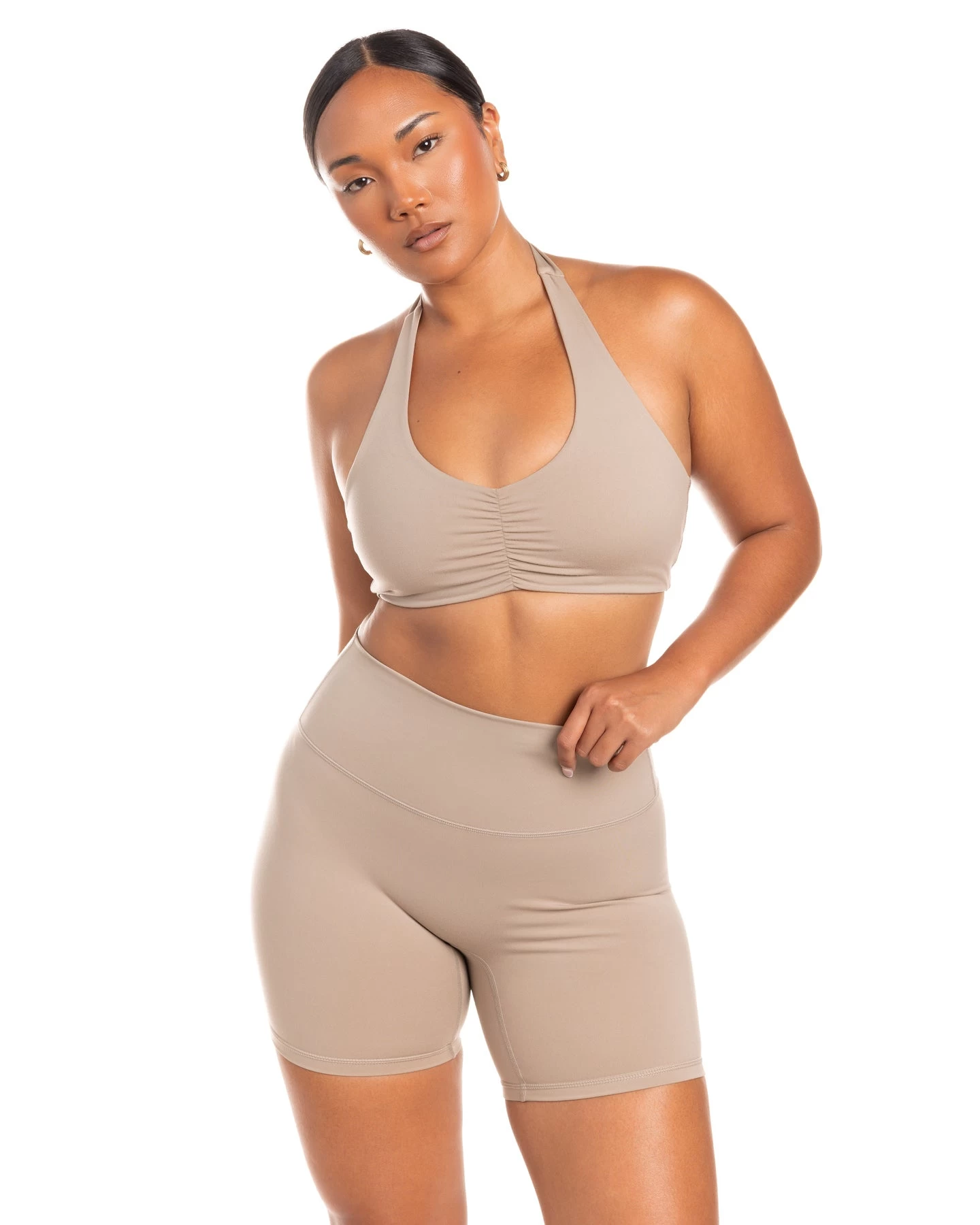 Elite Eleven Halter Scrunch Bra - Vintage Khaki 3 Elite Eleven Halter Scrunch Bra - Vintage Khaki - Image 3