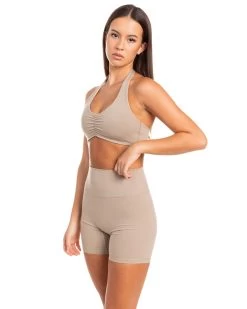 Elite Eleven Halter Scrunch Bra - Vintage Khaki 9 Elite Eleven Halter Scrunch Bra - Vintage Khaki -Fit Style Shop BIGECOMDAYOCT49369