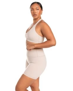 Elite Eleven Halter Scrunch Bra - Oat Latte -Fit Style Shop BIGECOMDAYOCT53213