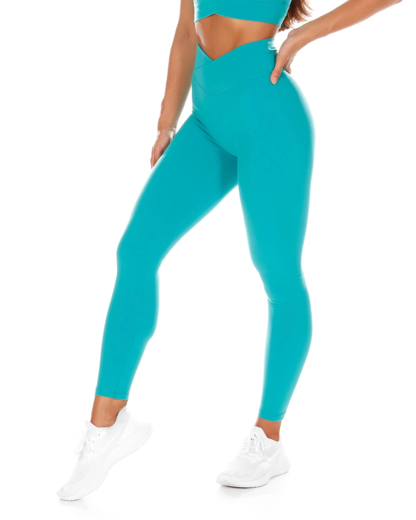 Elite Eleven Cross Over Leggings - Teal 1 Elite Eleven Cross Over Leggings - Teal