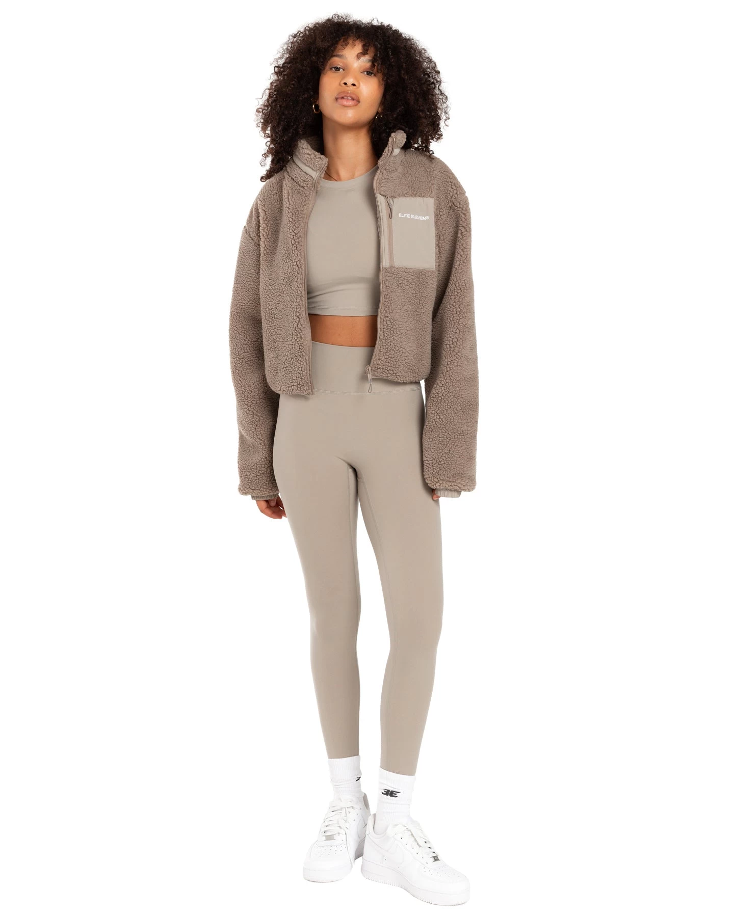 Elite Eleven Registered Teddy Cropped Jacket - Vintage Khaki 2 Elite Eleven Registered Teddy Cropped Jacket - Vintage Khaki - Image 2