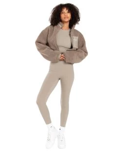 Elite Eleven Registered Teddy Cropped Jacket - Vintage Khaki 9 Elite Eleven Registered Teddy Cropped Jacket - Vintage Khaki -Fit Style Shop EEAUG2335859