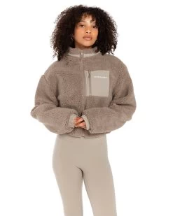 Elite Eleven Registered Teddy Cropped Jacket - Vintage Khaki 10 Elite Eleven Registered Teddy Cropped Jacket - Vintage Khaki -Fit Style Shop EEAUG2335877