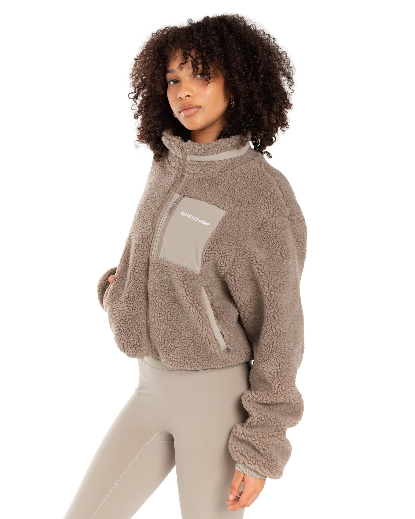 Elite Eleven Registered Teddy Cropped Jacket - Vintage Khaki 6 Elite Eleven Registered Teddy Cropped Jacket - Vintage Khaki - Image 6