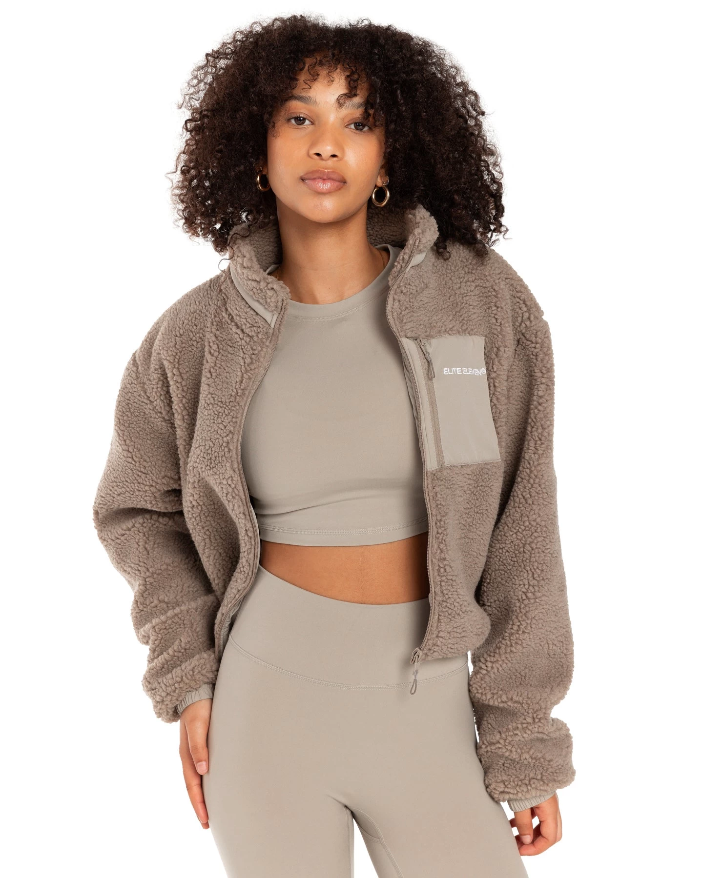 Elite Eleven Registered Teddy Cropped Jacket - Vintage Khaki 1 Elite Eleven Registered Teddy Cropped Jacket - Vintage Khaki