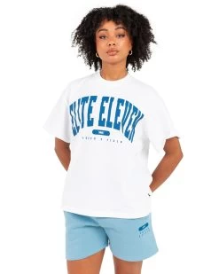 Elite Eleven Women's Track & Field Oversized Tee - White -Fit Style Shop EEOCT38707