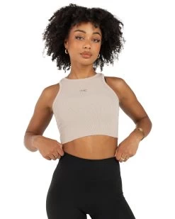 Elite Eleven Cropped Ribbed Singlet - Beige