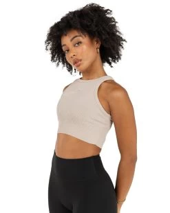 Elite Eleven Cropped Ribbed Singlet - Beige 7 Elite Eleven Cropped Ribbed Singlet - Beige -Fit Style Shop EEOCT41821