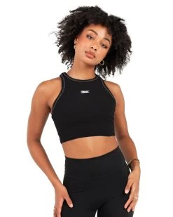 Elite Eleven Cropped Ribbed Singlet - Black