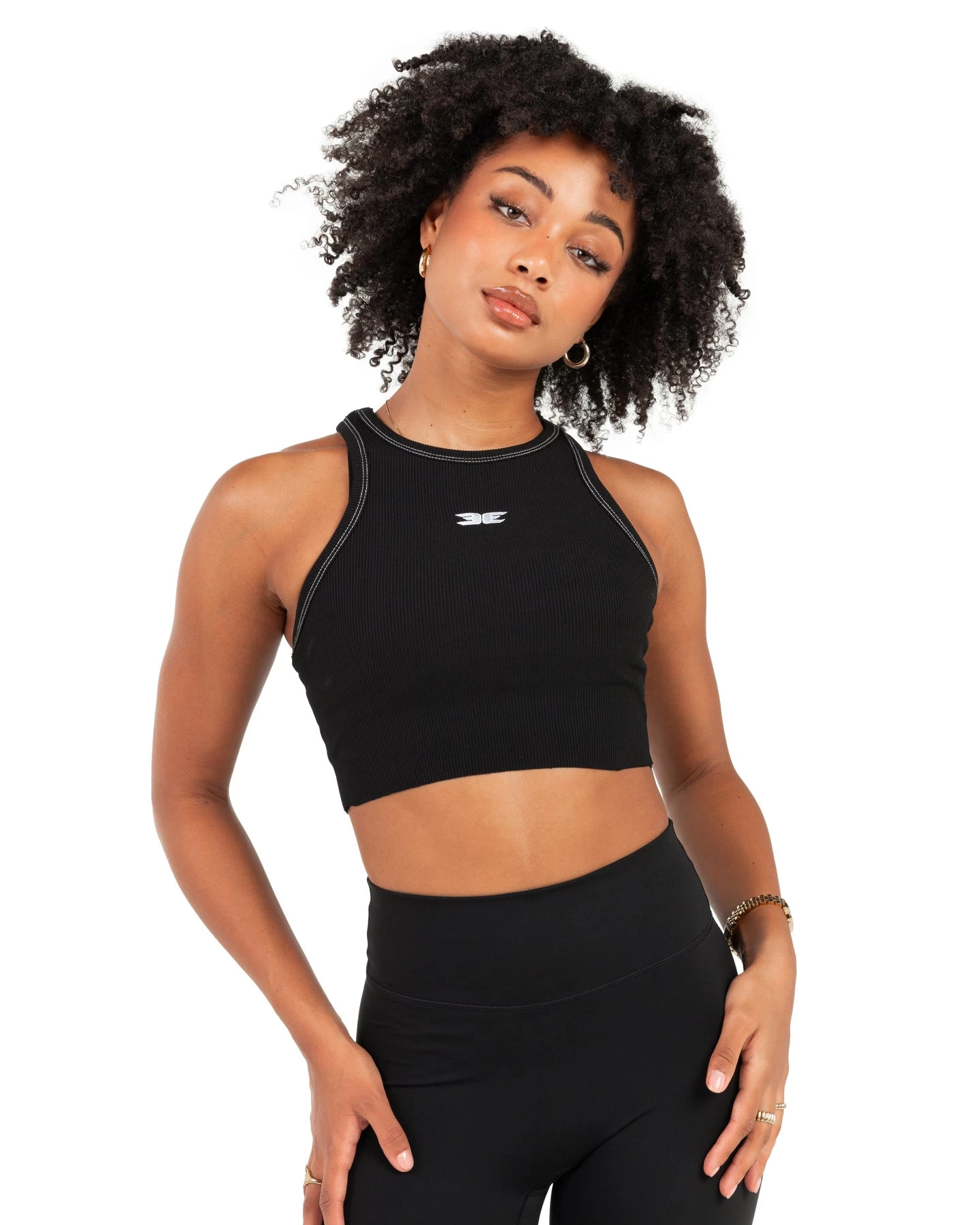 Elite Eleven Cropped Ribbed Singlet - Black 1 Elite Eleven Cropped Ribbed Singlet - Black