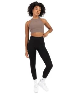 Elite Eleven Cropped Ribbed Singlet - Brown 6 Elite Eleven Cropped Ribbed Singlet - Brown -Fit Style Shop EEOCT41875