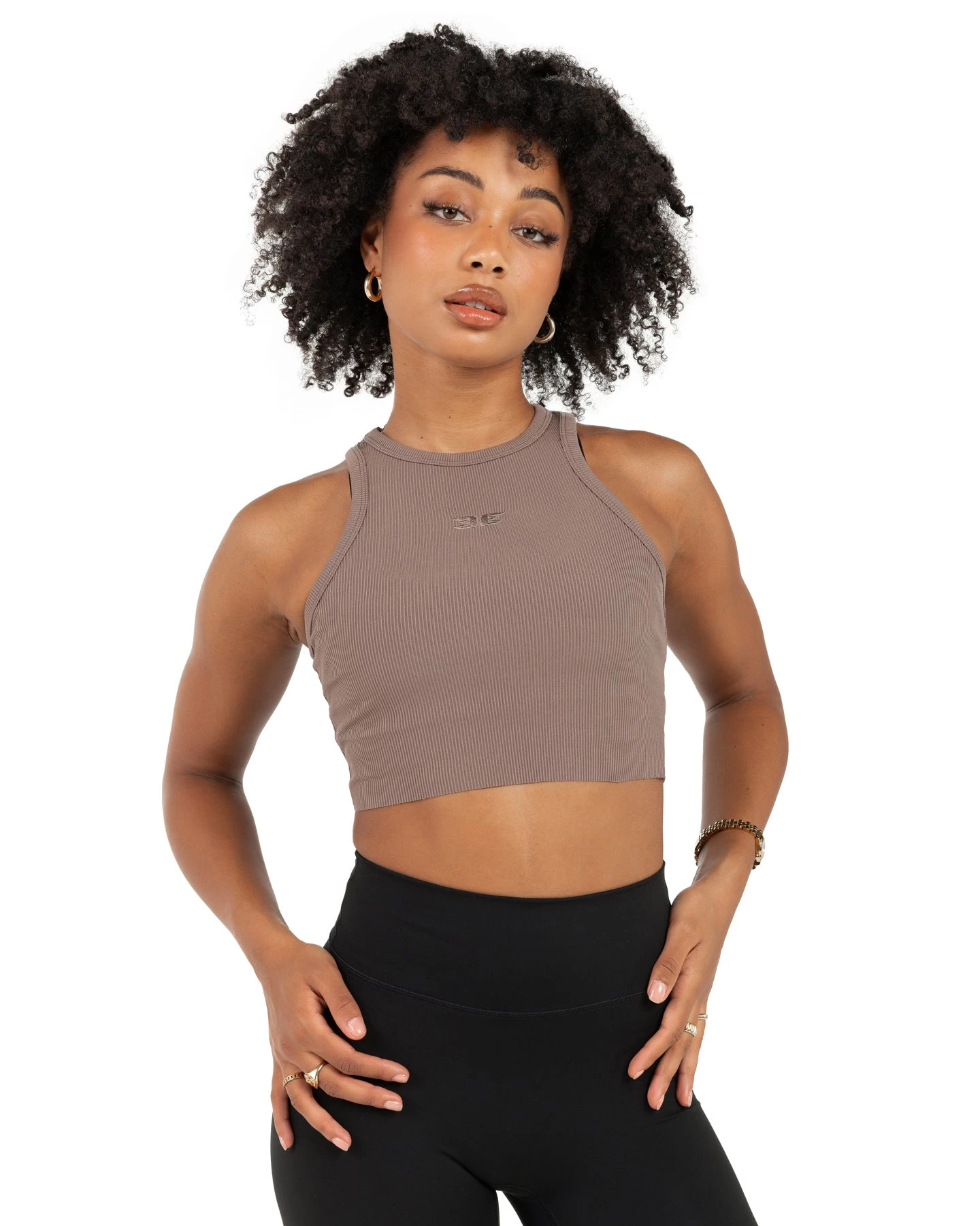Elite Eleven Cropped Ribbed Singlet - Brown 1 Elite Eleven Cropped Ribbed Singlet - Brown