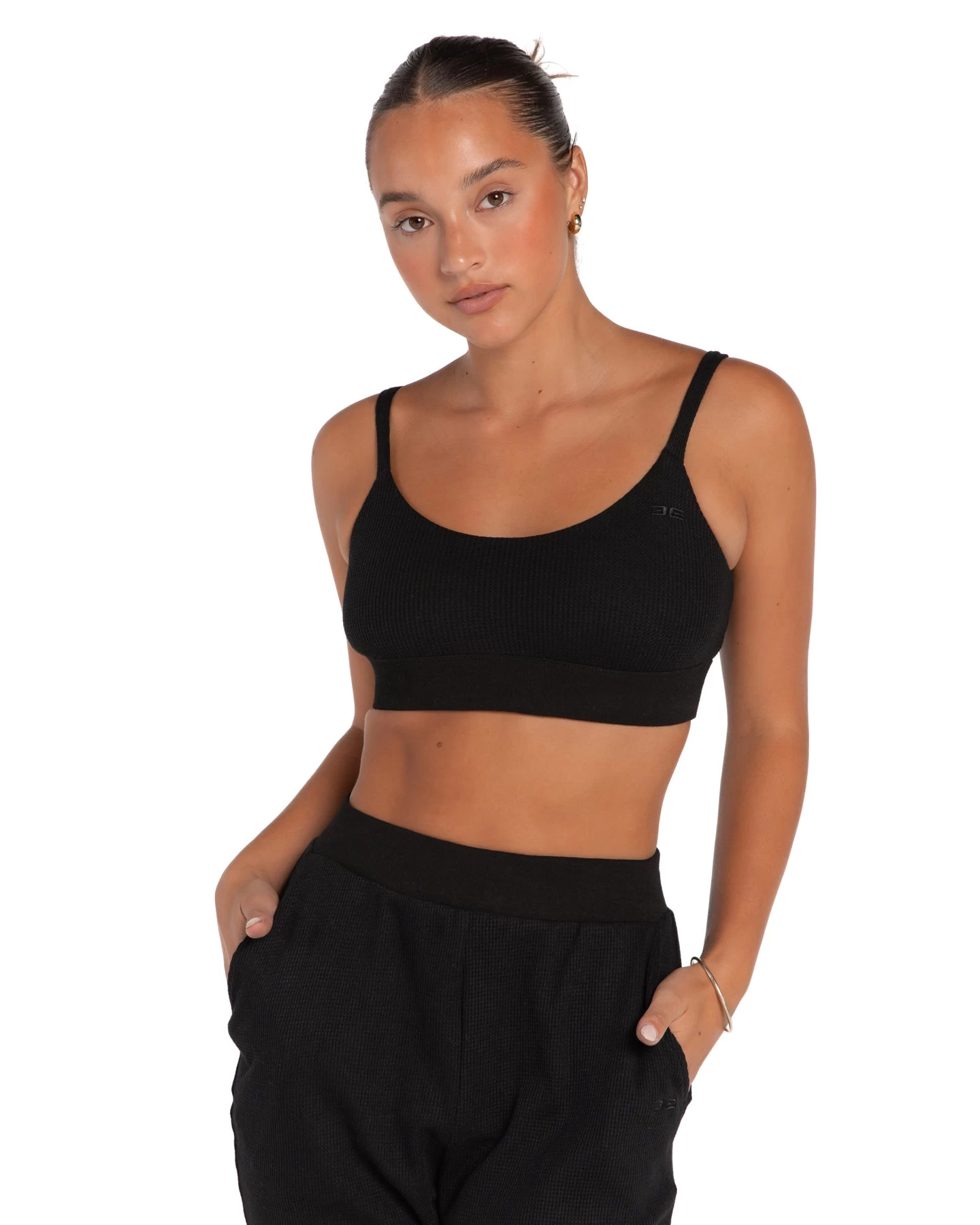 Elite Eleven Waffle Bralette - Black 1 Elite Eleven Waffle Bralette - Black