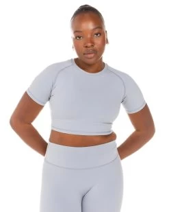 Elite Eleven Aura Crop Tee - Steel Grey -Fit Style Shop ELITEWINTERCOLLECTIONDAY118733