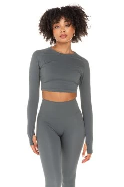 Elite Eleven Aura Crop Long Sleeve - Cloud Grey