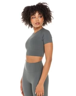 Elite Eleven Aura Crop Tee - Cloud Grey