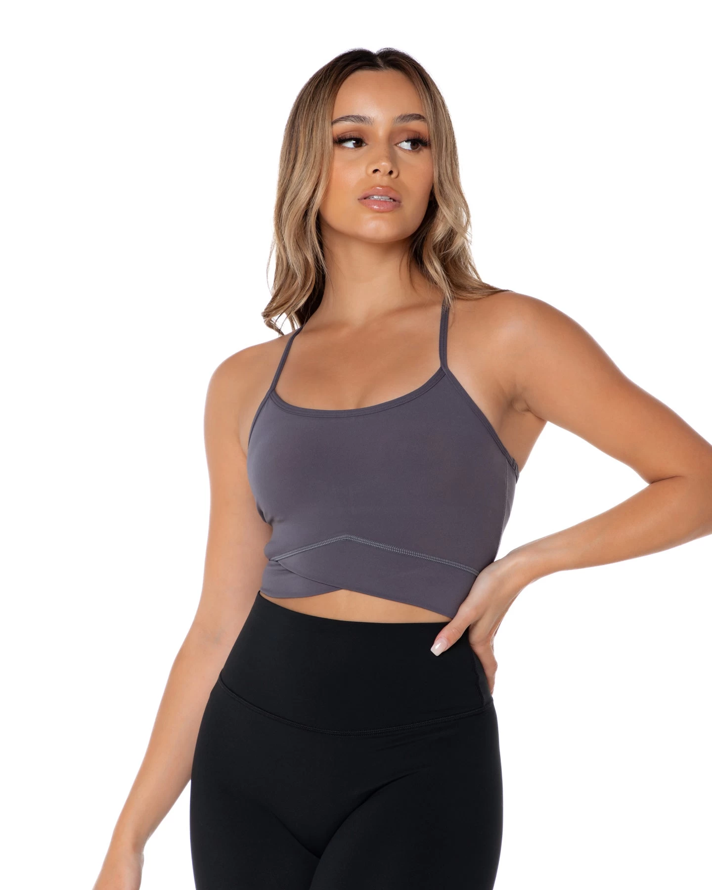 Elite Eleven Cross Over Cropped Tank - Grey 1 Elite Eleven Cross Over Cropped Tank - Grey