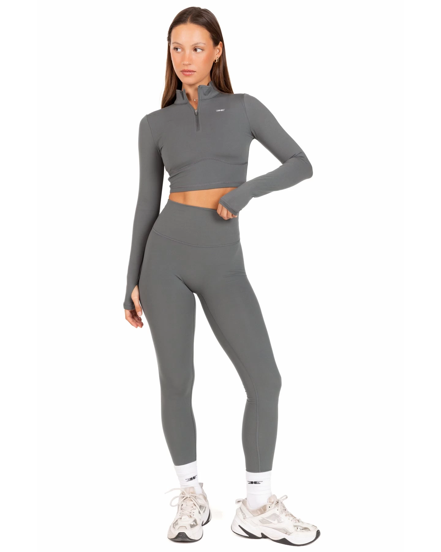 Elite Eleven Auraluxe Crop Long Sleeve - Cloud Grey 2 Elite Eleven Auraluxe Crop Long Sleeve - Cloud Grey - Image 2