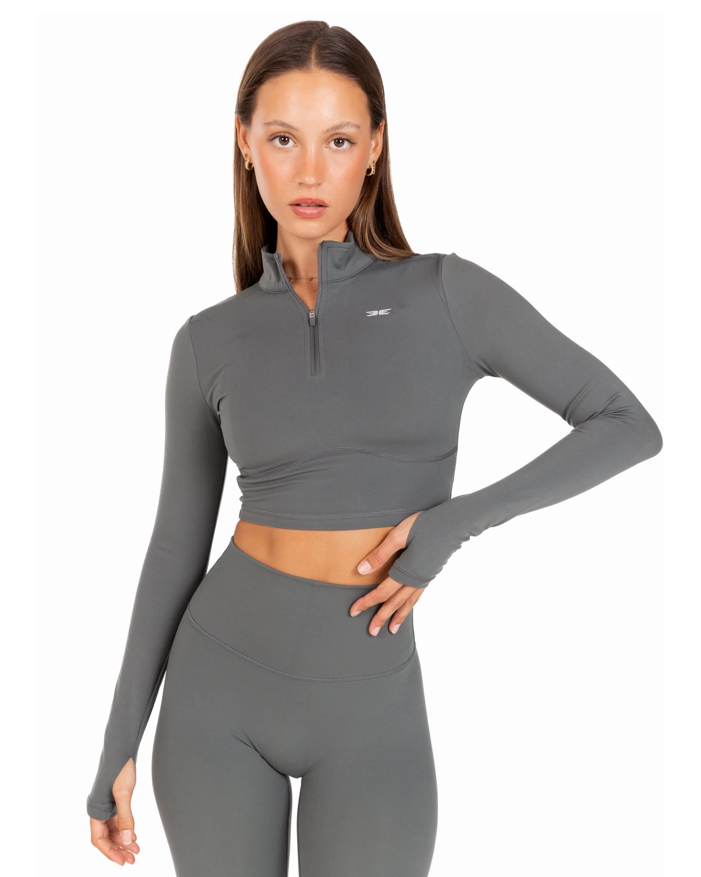 Elite Eleven Auraluxe Crop Long Sleeve - Cloud Grey 1 Elite Eleven Auraluxe Crop Long Sleeve - Cloud Grey