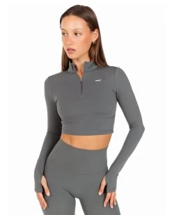 Elite Eleven Auraluxe Crop Long Sleeve - Cloud Grey 6 Elite Eleven Auraluxe Crop Long Sleeve - Cloud Grey -Fit Style Shop JULYECOM BRYLEE31829