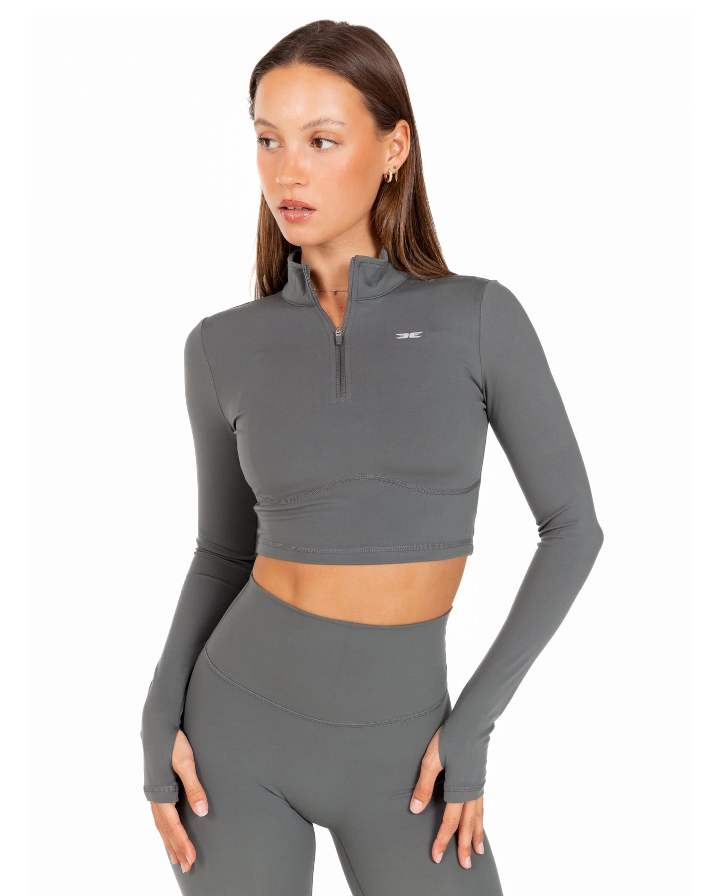 Elite Eleven Auraluxe Crop Long Sleeve - Cloud Grey 3 Elite Eleven Auraluxe Crop Long Sleeve - Cloud Grey - Image 3