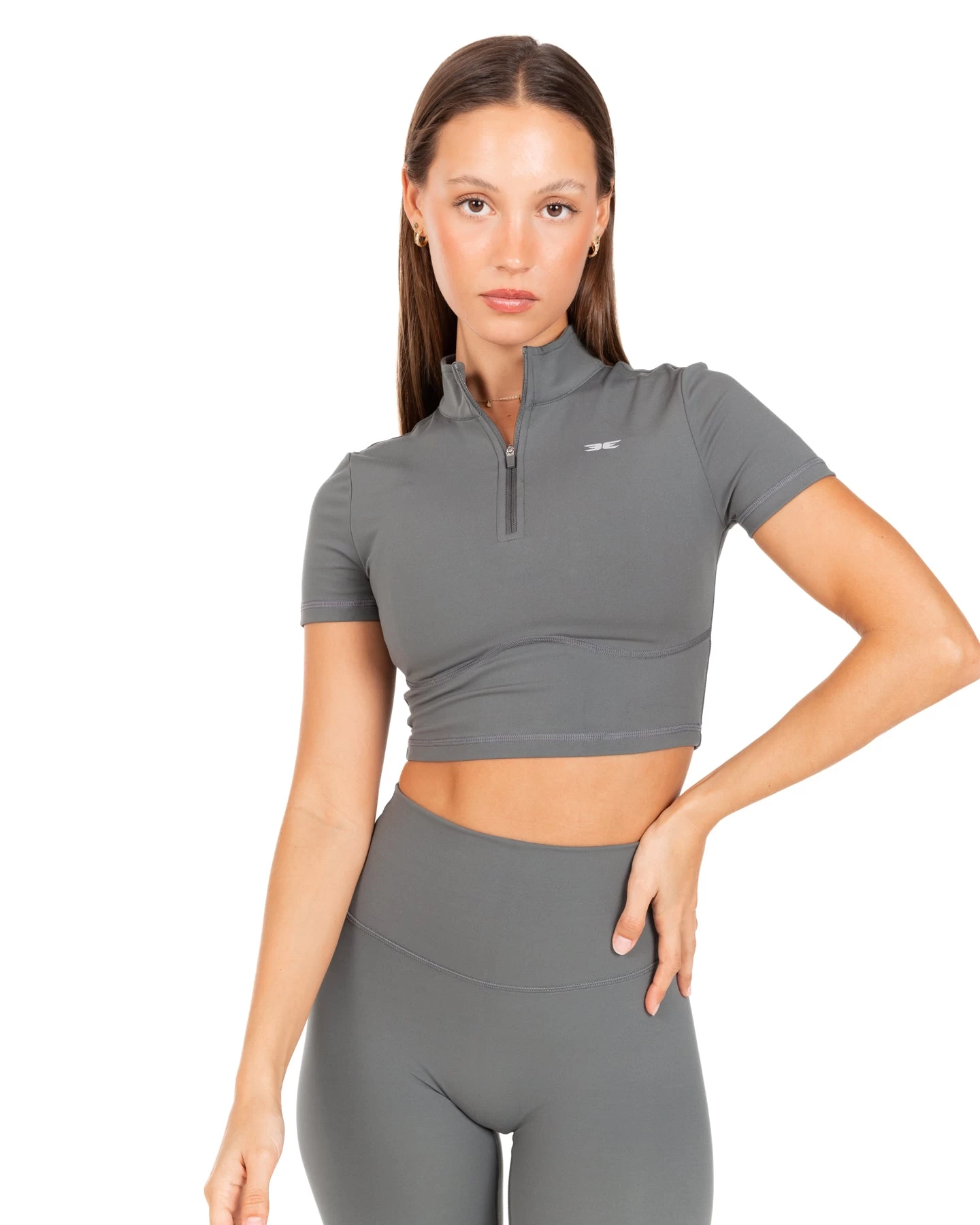 Elite Eleven Auraluxe Crop Tee - Cloud Grey 1 Elite Eleven Auraluxe Crop Tee - Cloud Grey