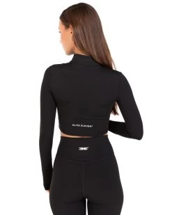 Elite Eleven Auraluxe Crop Long Sleeve - Black -Fit Style Shop JULYECOM BRYLEE32344