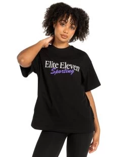 Elite Eleven Women's Script Oversized Tee - Black / Purple