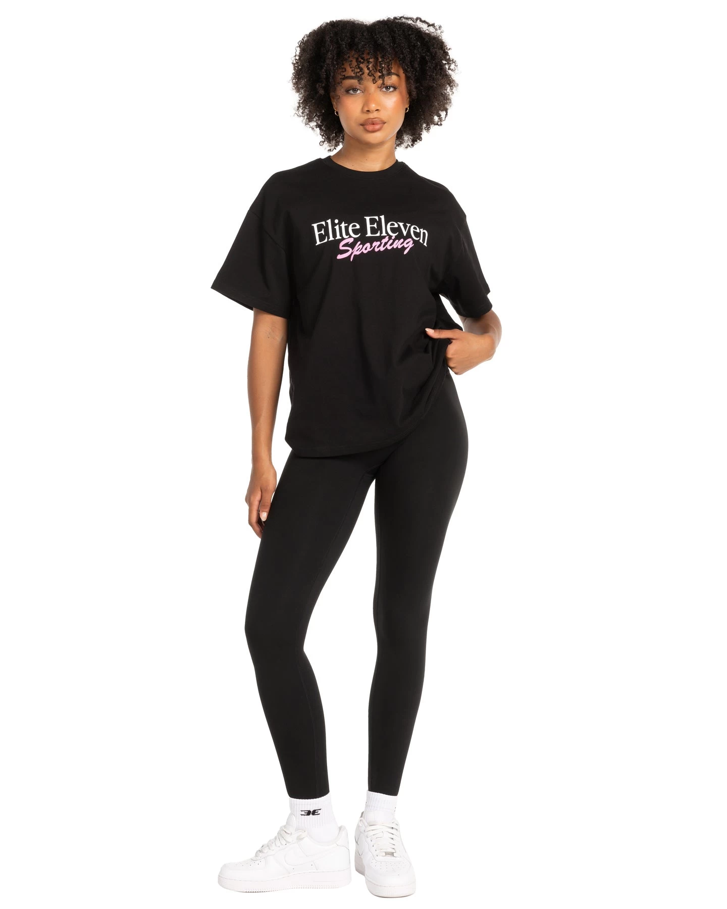 Elite Eleven Women's Script Oversized Tee - Black / Pink 4 Elite Eleven Women's Script Oversized Tee - Black / Pink - Image 4