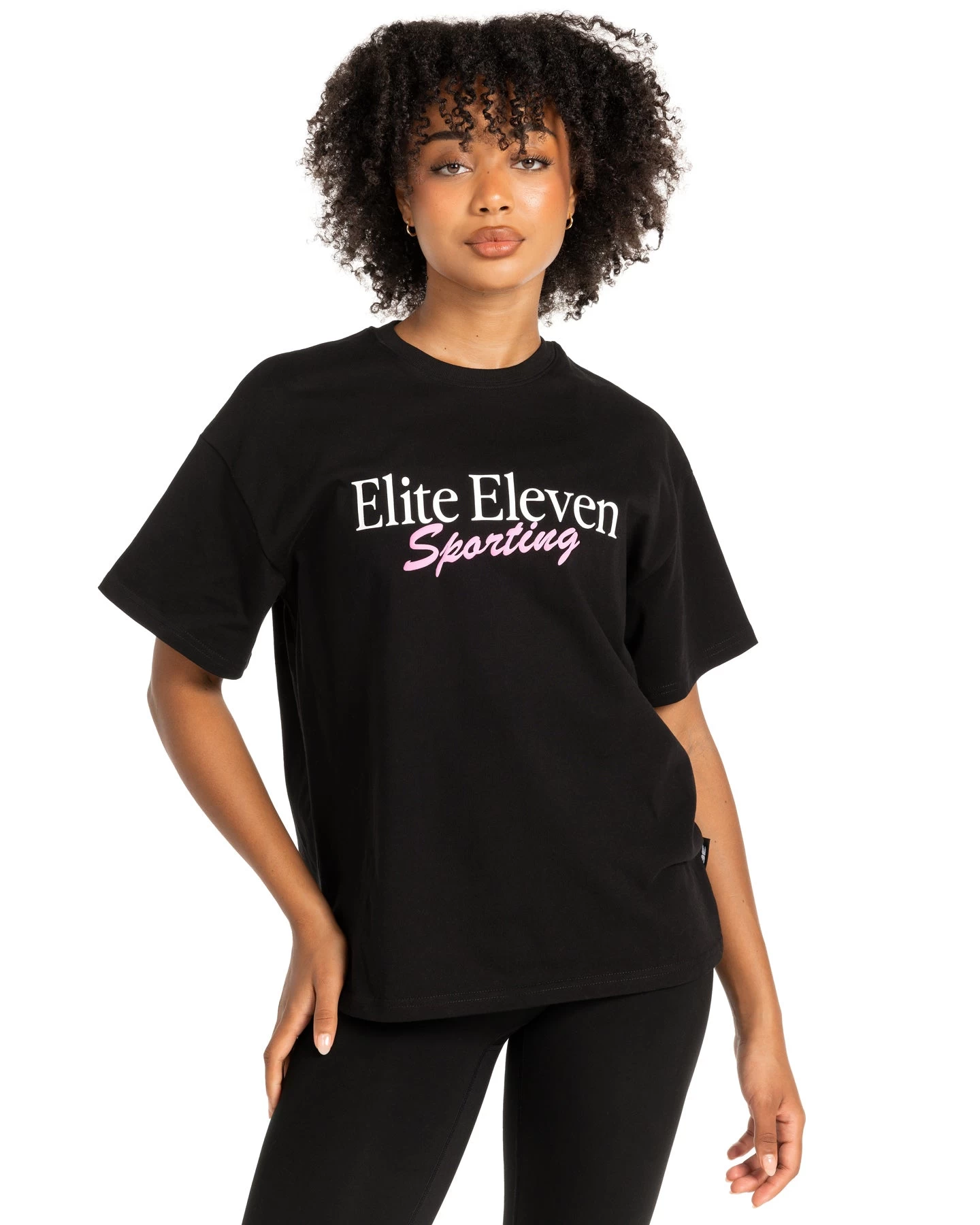 Elite Eleven Women's Script Oversized Tee - Black / Pink 1 Elite Eleven Women's Script Oversized Tee - Black / Pink