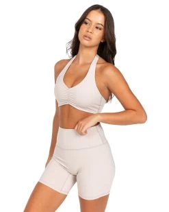 Elite Eleven Halter Scrunch Bra - Oat Latte -Fit Style Shop OCTECOMDAY145144