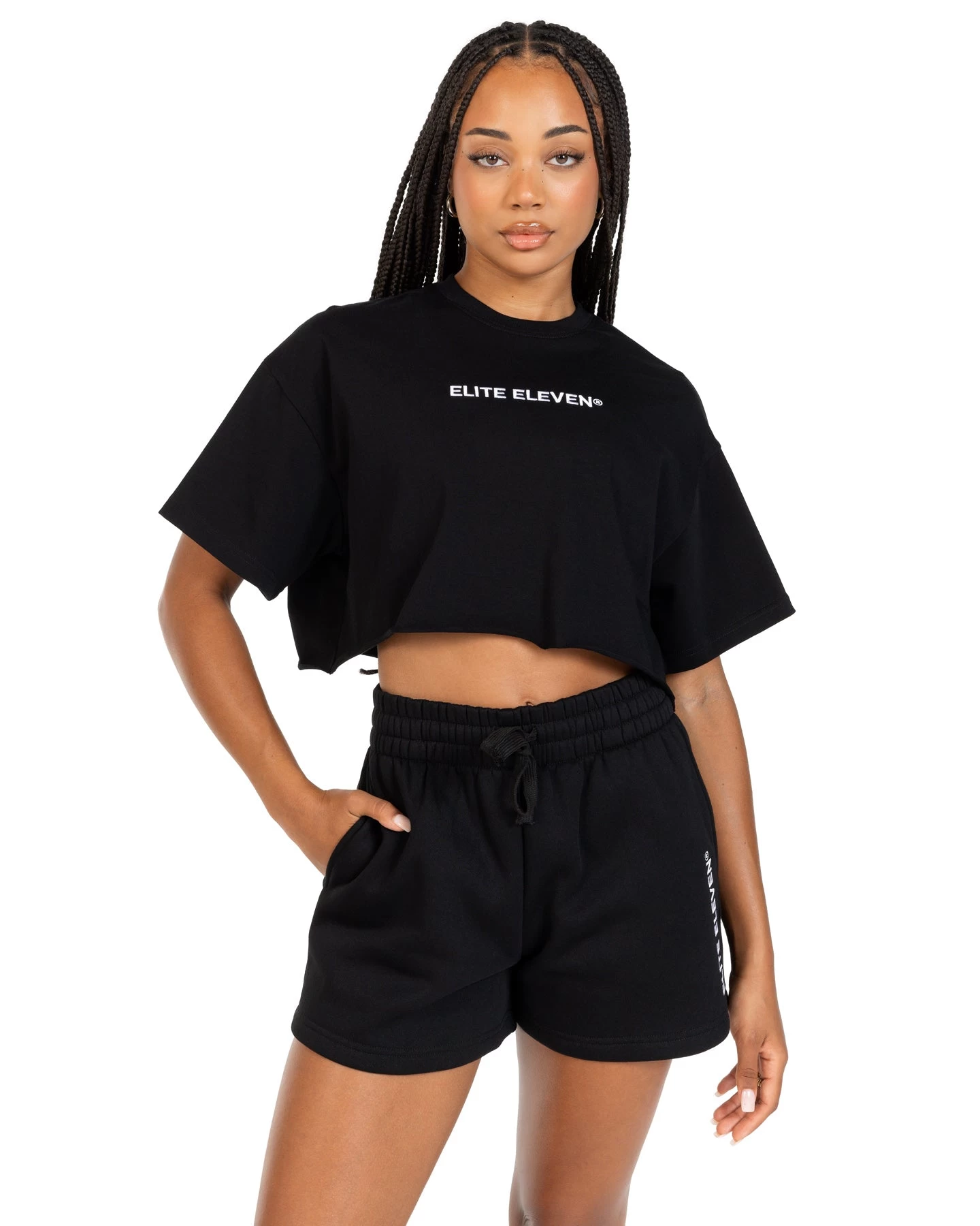 Elite Eleven Women's Cropped Registered Tee - Black 1 Elite Eleven Women's Cropped Registered Tee - Black
