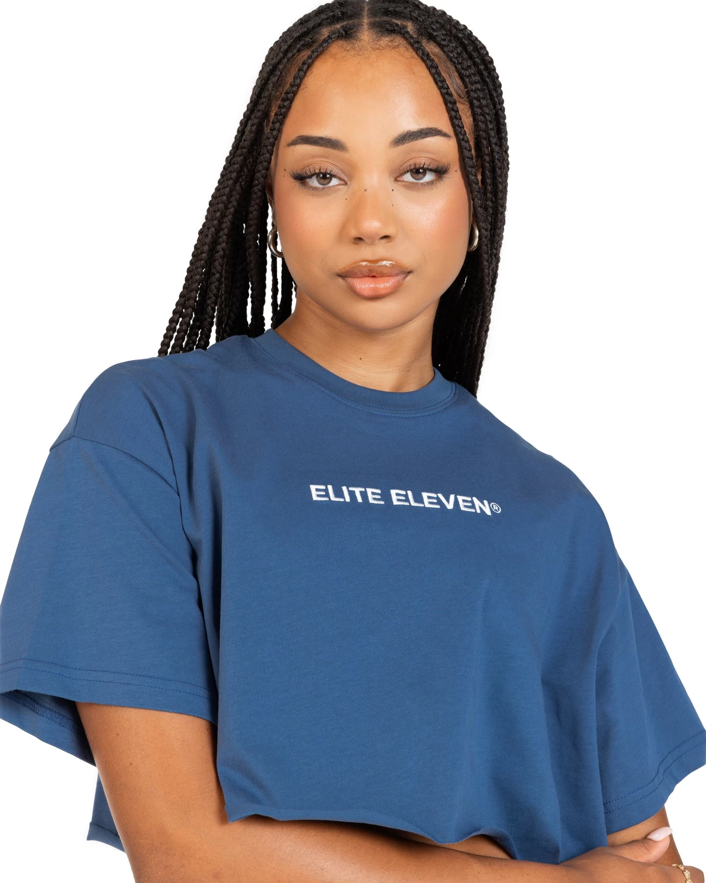 Elite Eleven Women's Cropped Registered Tee - Mid Blue 3 Elite Eleven Women's Cropped Registered Tee - Mid Blue - Image 3