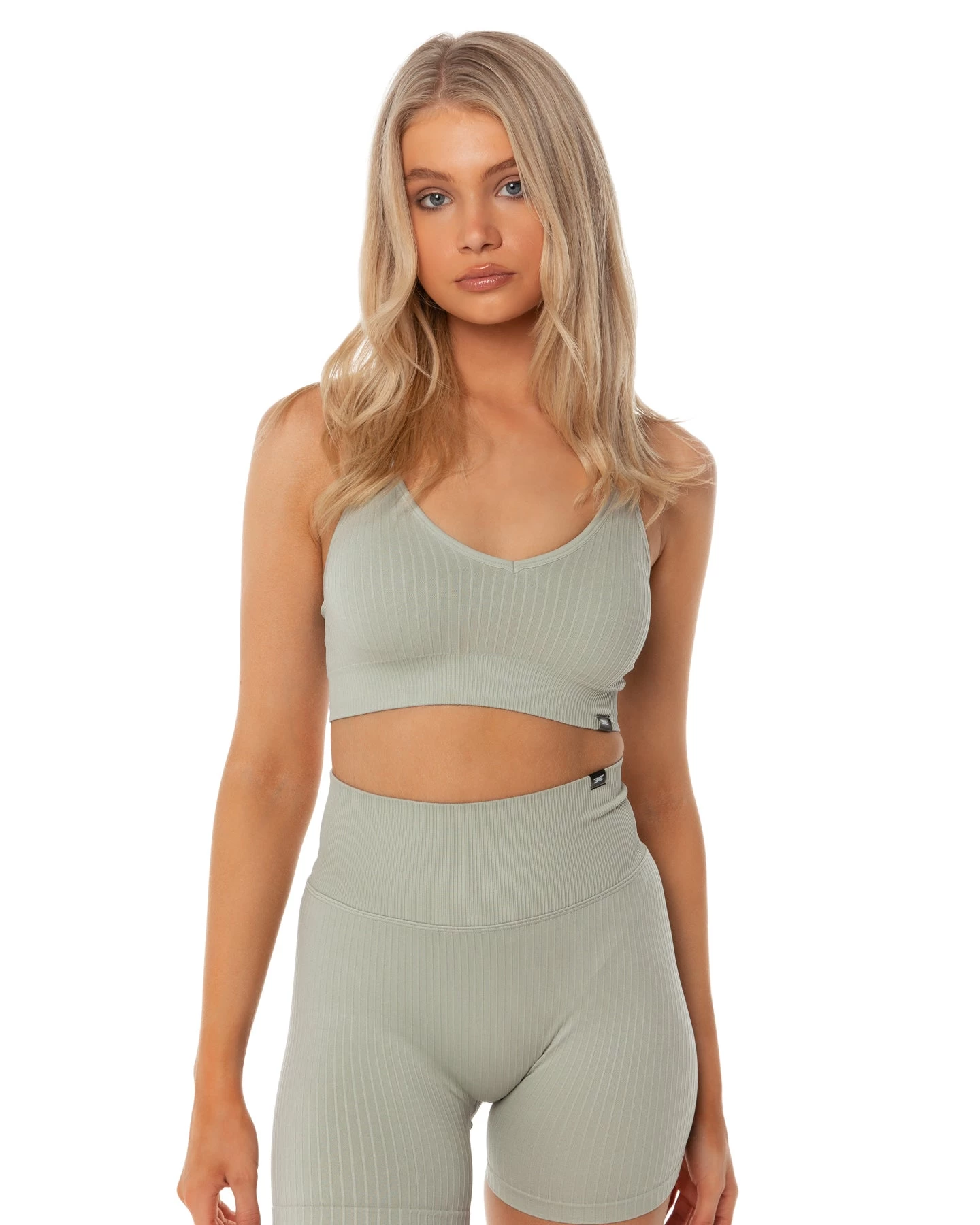 Elite Eleven Ribbed Seamless Strappy Bra - Pastel Grey 1 Elite Eleven Ribbed Seamless Strappy Bra - Pastel Grey