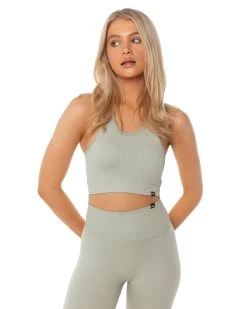 Elite Eleven Ribbed Seamless Support Bra - Pastel Grey