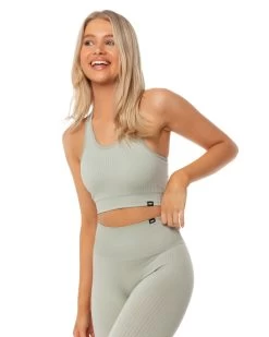 Elite Eleven Ribbed Seamless Support Bra - Pastel Grey -Fit Style Shop SEAMLESSRIBBED12 32015