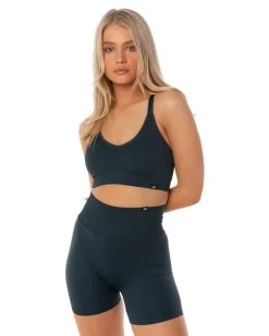 Elite Eleven Ribbed Seamless Strappy Bra - Navy