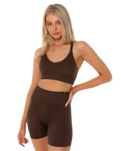 Elite Eleven Ribbed Seamless Strappy Bra - Fudge