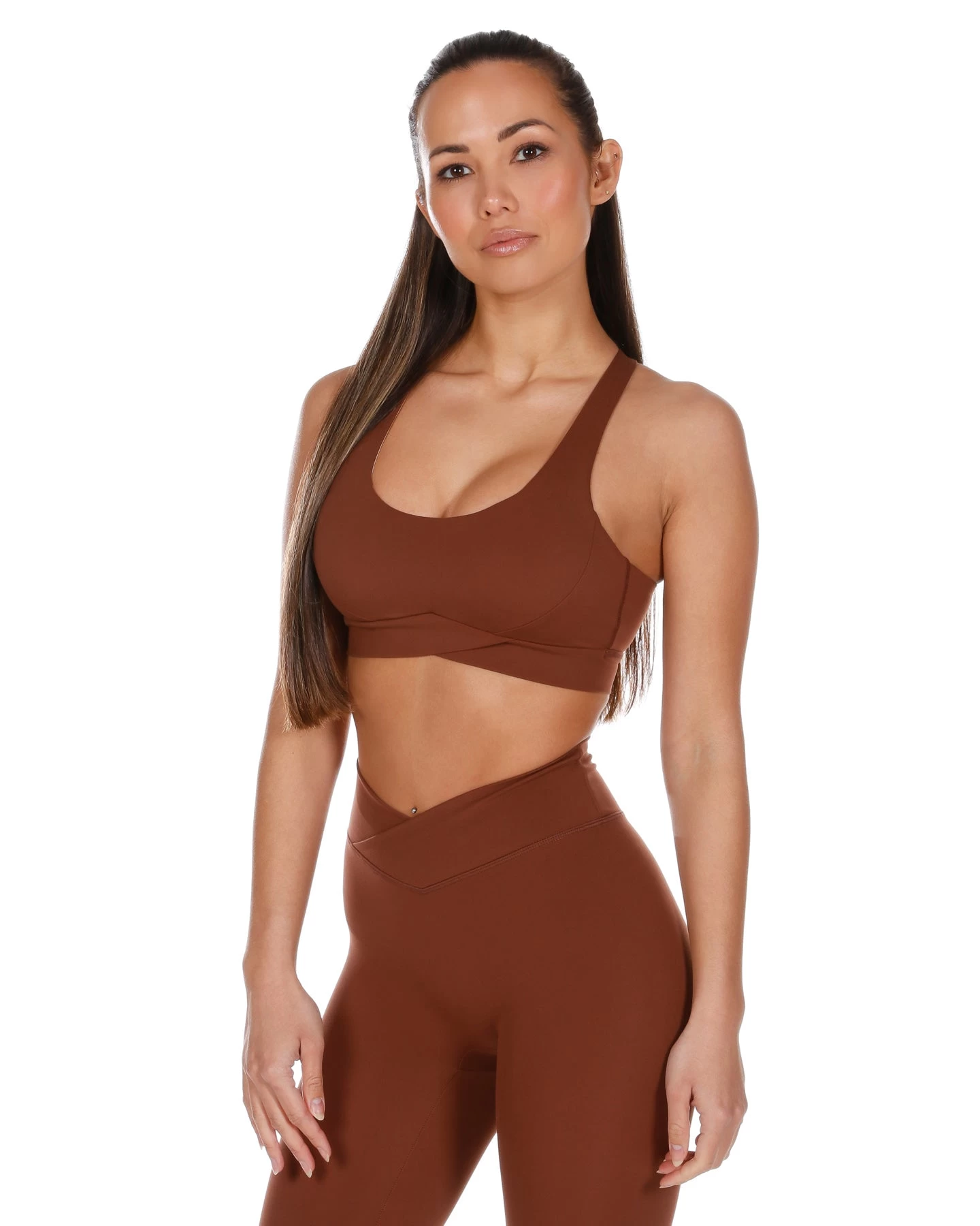 Elite Eleven Cross Over Sports Bra - Cappuccino 1 Elite Eleven Cross Over Sports Bra - Cappuccino