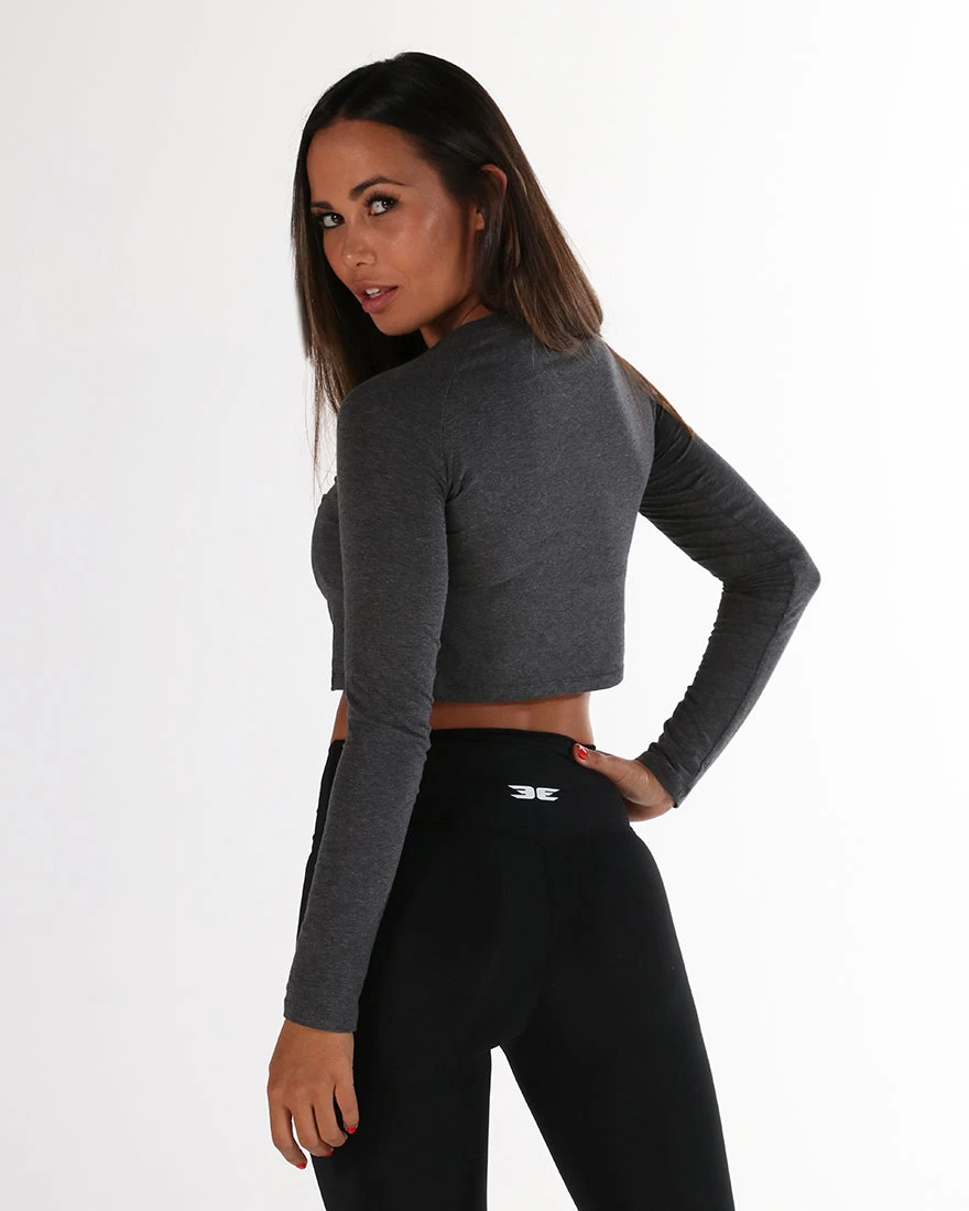 Elite Eleven EE Long Sleeve Crop - Charcoal 3 Elite Eleven EE Long Sleeve Crop - Charcoal - Image 3